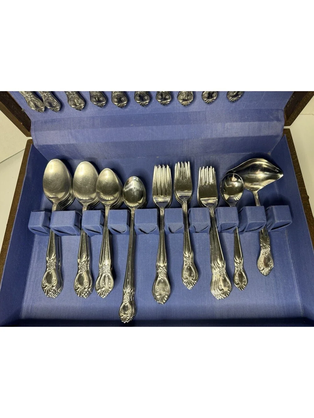 Vintage Hull Lady Dauphine Stainless Flatware Set 56 Pcs Japan AAA Floral Rose